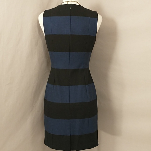 Rugby Stripe Sheath Midi Dress Quality Blue Black - Picture 4 of 10